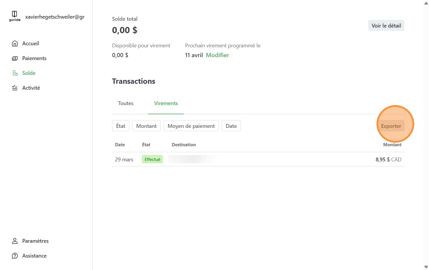 Export Stripe payment data for accounting purposes